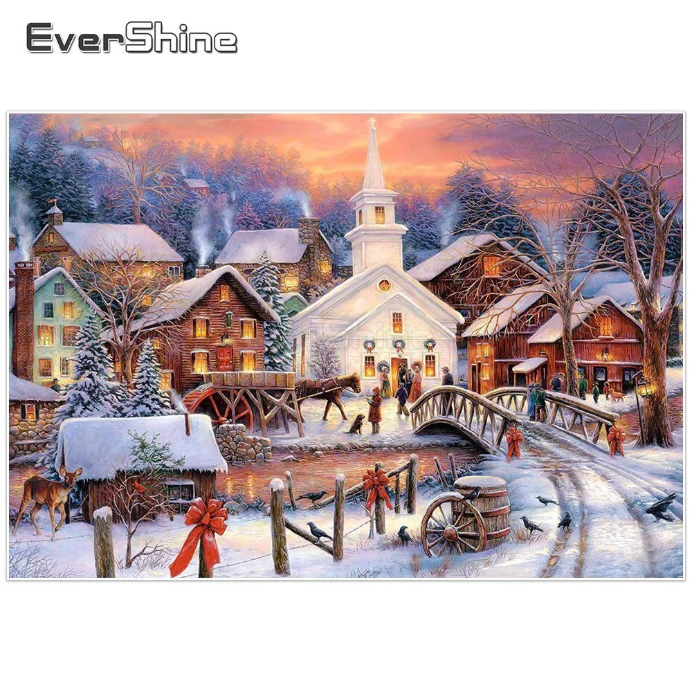 EverShine DIY 5D Diamond Painting Scenery Pictures Cross Stitch Embroidery Full Square Winter Landscape Manual Hobby | Дом и сад