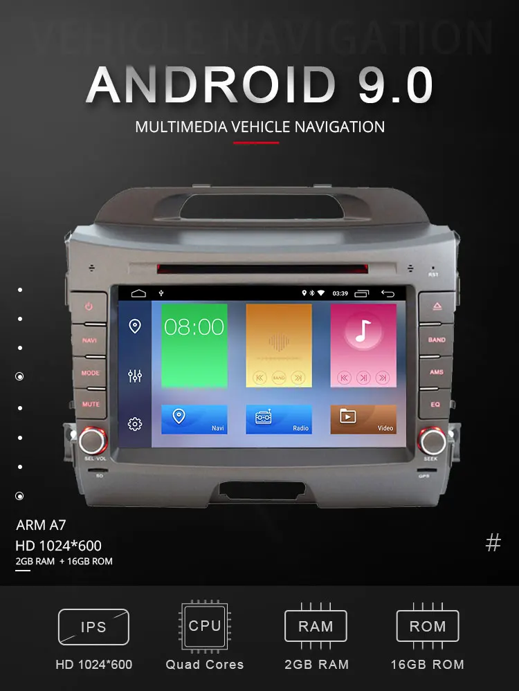 Discount TOPBSNA Android 9.0 Car DVD Player for Kia sportage 2010 2011 2012 2013 2014 2015 GPS Navigation 2 din Car Radio Stereo WIFI RDS 1