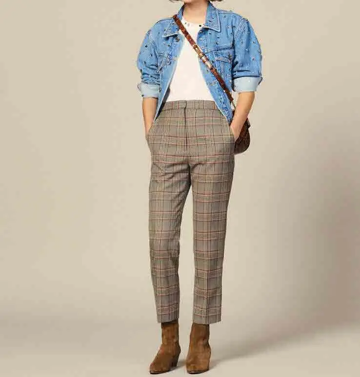 

Women Pants 2019 Autumn and Winter New British Style High Waist Straight Nine Pants Suit Pants