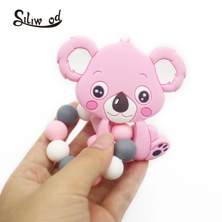 

Baby Rattle Teether Nursing Bracelets Natural Beech Teether Koala Silicone Beads Toys Safe Teether Bracelets Gift Childen's good