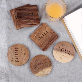 

1Pc Mug Coaster Round Square Wood Cup Coaster Table Mat Kitchen Placemat Cup Pads Glass Teapot Drink Coasters Table Accessories