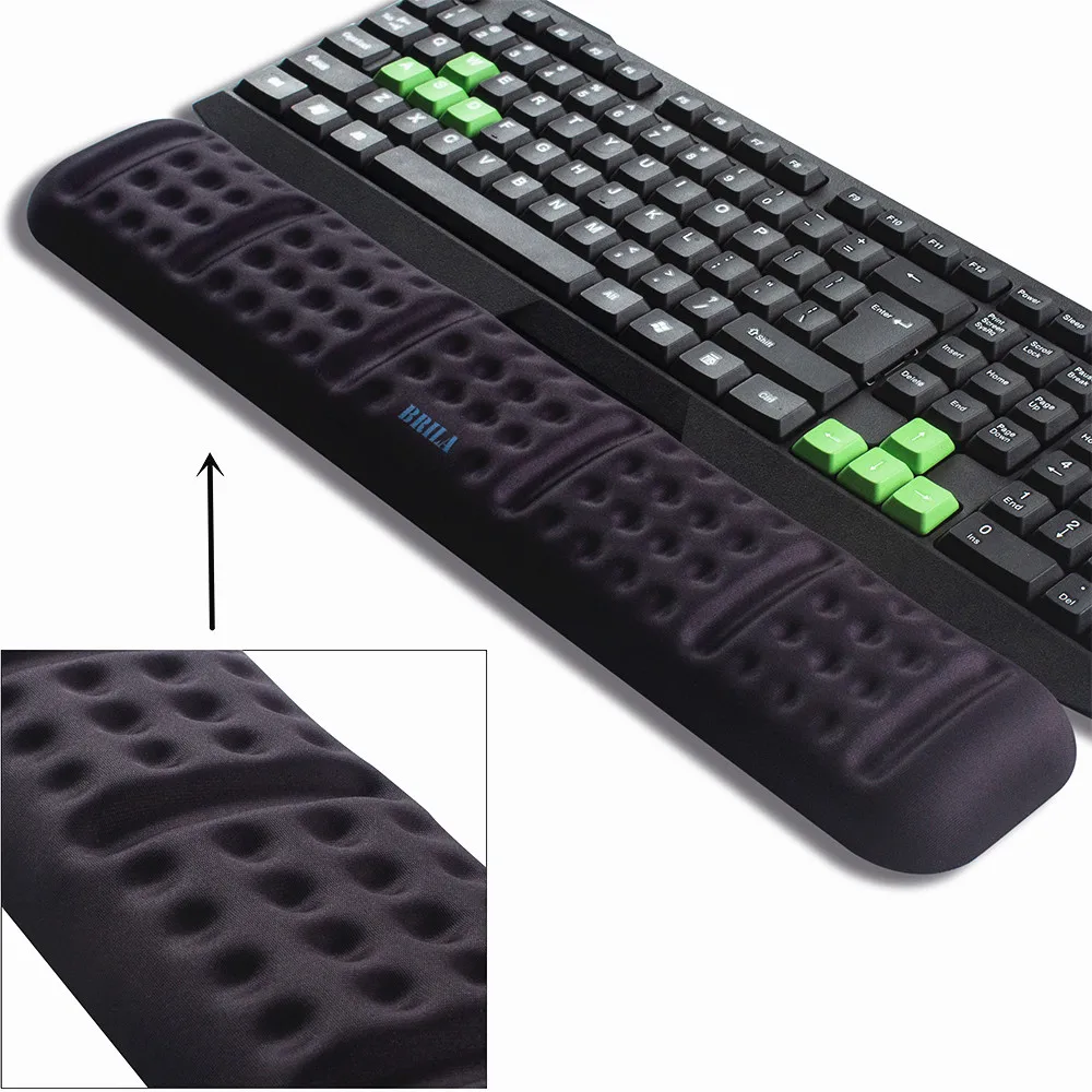 black keyboard pad Подушка для поддержки запястья клавиатуры, удобная мягкая пена с эффектом памяти, эргономичная подушка для запястья для офисной и игровой клавиатуры - Цвет: black keyboard pad