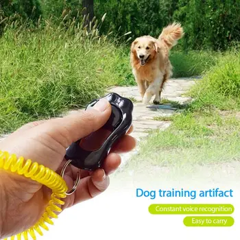 

1pc Pet Cat Dog Training Clicker Plastic Wrist Strap Remote Whistle Dog Clicker Pet Tranining Adjustable Sound Key Dog Supplies