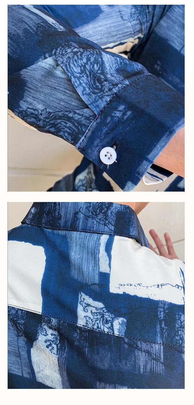 Camisas Fiesta, клетчатая рубашка с принтом, Мужская одежда для ночного клуба, рубашки с цветочным принтом, мужские рубашки с длинным рукавом, облегающие мужские дизайнерские рубашки