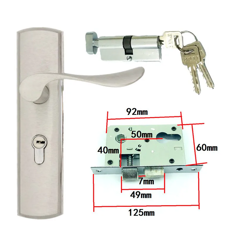 1 комплект прочная дверь ручка замок цилиндр Передний Задний рычаг защелка Домашняя безопасность w/ключи Двойная защелка Двери Комнаты Панели безопасности замки - Цвет: As shown
