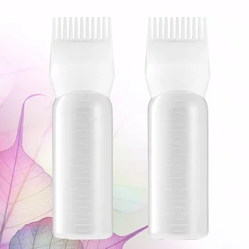 

2pcs Liquid Medicine Bottles Graduated Bottle Combs Hair Dye Applicators Hair Perming Tool for Home Salon