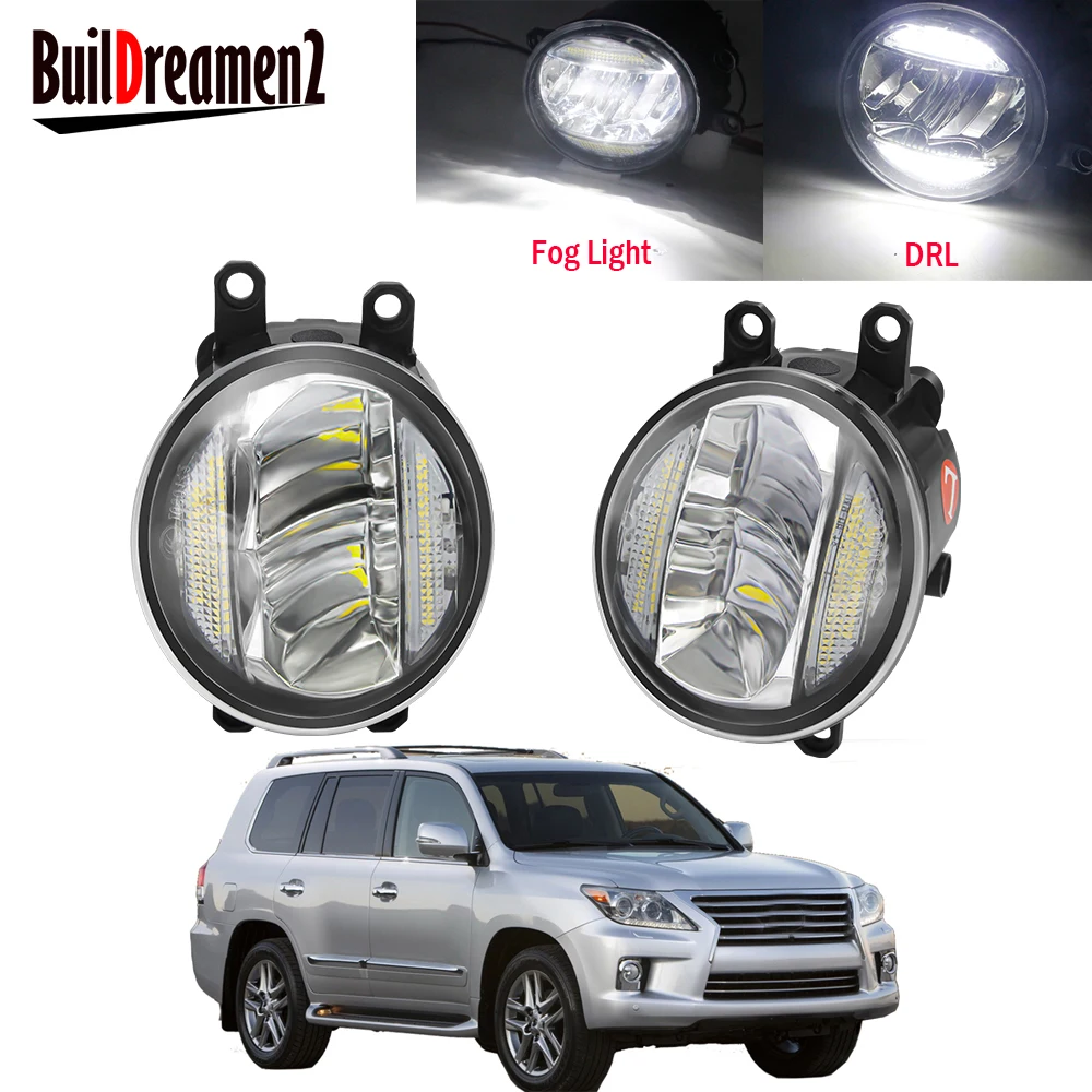 

2in1 Car Right + Left Fog Light Assembly LED Daytime Running Lamp DRL 30W 8000LM 12V For Lexus LX570 2008 2009 2010 2011