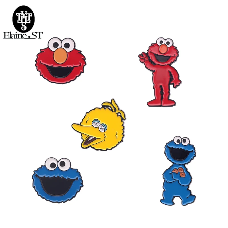 

Cartoon Sesame Street Brooches Enamel Pins Elmo Cookie Monster Brooch Pin Breastpin Brotheroch Unisex Cute Gift