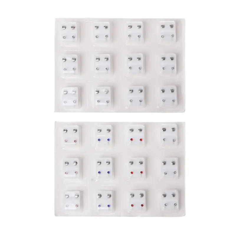83XC 12 Pairs Ear Gun Piercing Earrings Copper 3mm CZ Studs Jewelry | Украшения и аксессуары