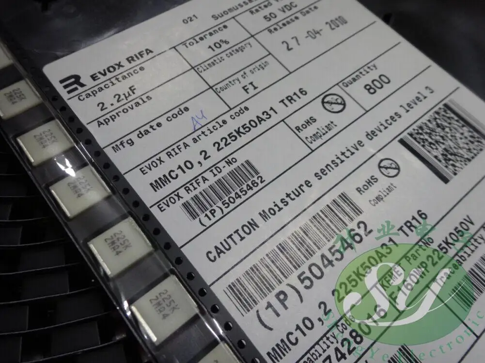 50 шт. KEMET RIFA 5045 SMD патч 2,2 мкФ/с алюминиевой крышкой, 50В 2 u2 225 newMMC10, 2 225 k50a