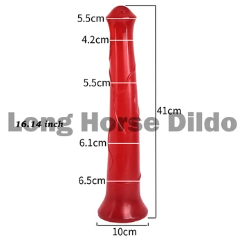 16 Inch Super Long Dildo Horse Soft Flexible Animal Fake Penis Texture Masturbation Sex Toy For Women Men Clear Red Dildio 2