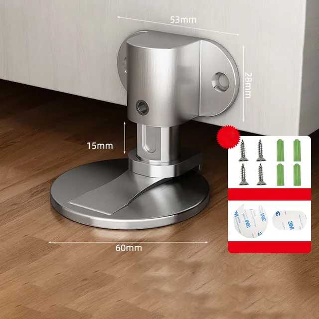 Punch-free Invisible Door Stop Strong Magnetic Household Bedroom Door Touch Door Door Stop Bathroom Floor Stop Anti-collision Bright silver