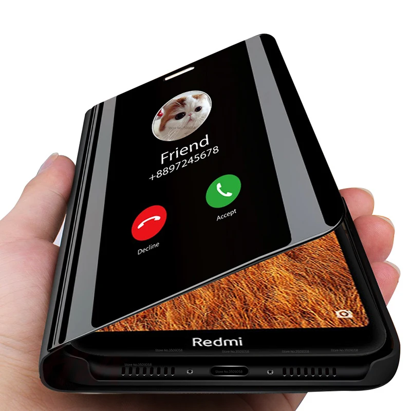 Зеркальный флип-чехол для телефона Redmi Note 7 8 6 5 9T K20 Pro 5A 4X 3 6A S2 Plus прозрачный чехол с