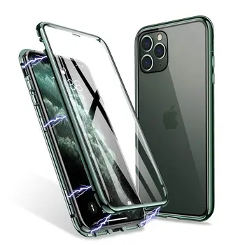 

Magnet Phone Case For iPhone 11 Pro 360 degree Full Body Protection Magnetic Front Back Tempered Glass For iPhone 11 Pro Max