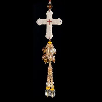 

Scrub Drill Holy Cross Car Pendant Spring And Autumn Glamour Christian Jesus Safe Hanging Car Accessories