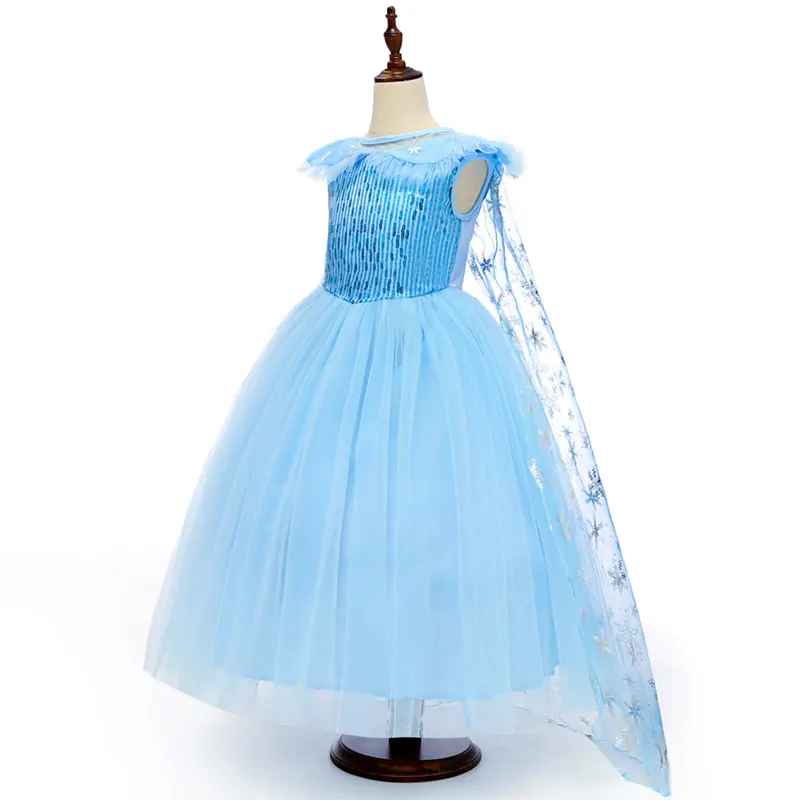 

AmzBarley Elsa Princess Dress Wedding Ring Bearer Halloween Costume Girl Sleeveless Blue Cape