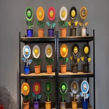

Popular logo sunflower potted sunflower silver tooth doll furnishing home accessories flowerpot furnishing