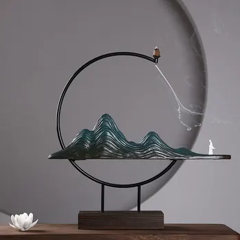 

Zen Ceramic Backflow Incense Burner , Waterfall Smoke Rockery Incense Holder Stove Censer Furnace for Home Office Hotel Decor