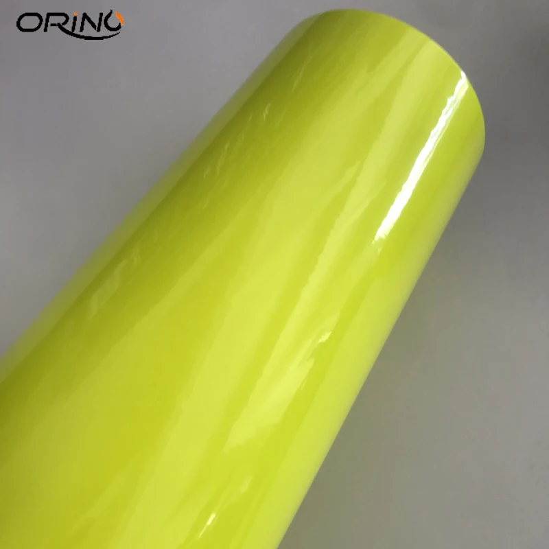 Fluorescent Yellow Gloss Vinyl Wrap Sitcker-4