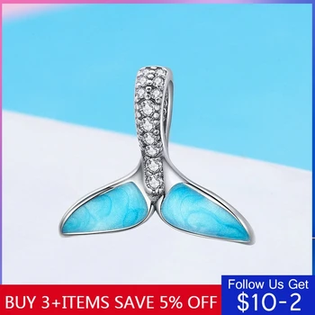 

CodeMonkey 925 Sterling Silver Mermaid Tail Blue Enamel Charms Bead Fit Original Pandora Bracelets & Bangles Pendant Jewely 1067