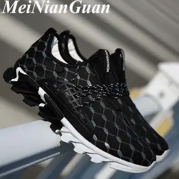 

Summer Men Shoe Large Size Slip on Fashion Sneakers Blade Platform Men's Shoes Rubber Sole Lightweight Mesh Man Casual Shoes B12