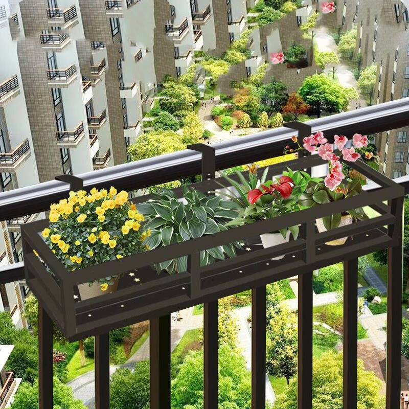 

Balcony Flower Rack Railing Hanging Type Flowerpot Frame Suspension Green Radish Meat Flower Airs Windowsill Shelf Indoor