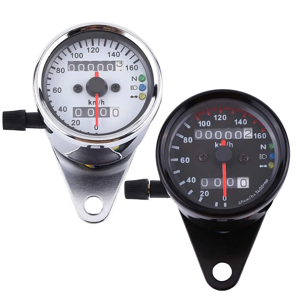 Universele Motorfiets Snelheidsmeter Kilometerteller Gauge Voor Cafe Racer Motor Met Led-Signaal Licht Backlight Indicator