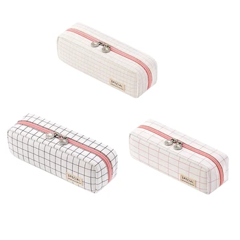 

Pencil Case Grid Pencil Pouch with Compartments Stationery Bag Pencil Bag for Students Art School and Office Supplies