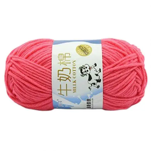Горячая Распродажа! 50 г DIY мягкое молочное хлопковое волокно Одеяло свитер шарф пряжа для вязания крючком мяч для ручного вязания пряжа - Цвет: Арбузно-красный