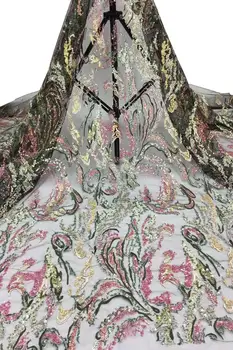 

Hot new mesh openwork beaded Africa Nigeria lace French mesh suitable for wedding dress skirt fabric 5 yards popular fabric