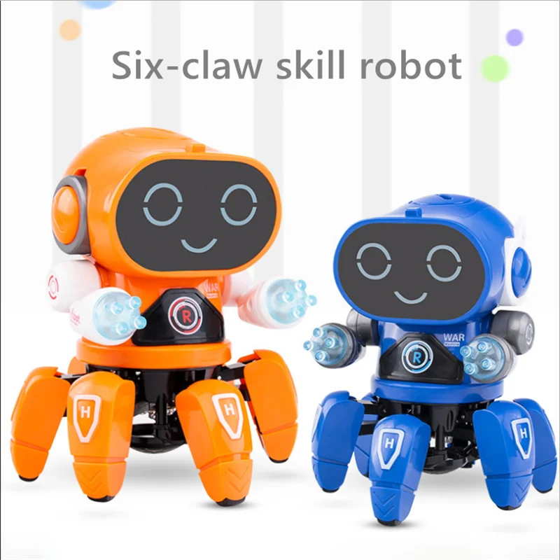 Music colorful light lighting smart pet cartoon six-claw robot dancing creative vibrating explosions puzzle children's toys