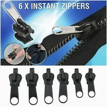 Universal 6/12pcsinstant fix zíper reparação kit substituição zip slider dentes resgate novo design zíperes para costura roupas