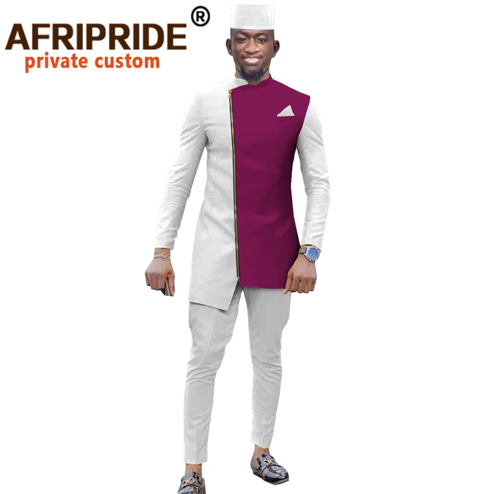 African Dashiki Top Pant Hat Set 3 