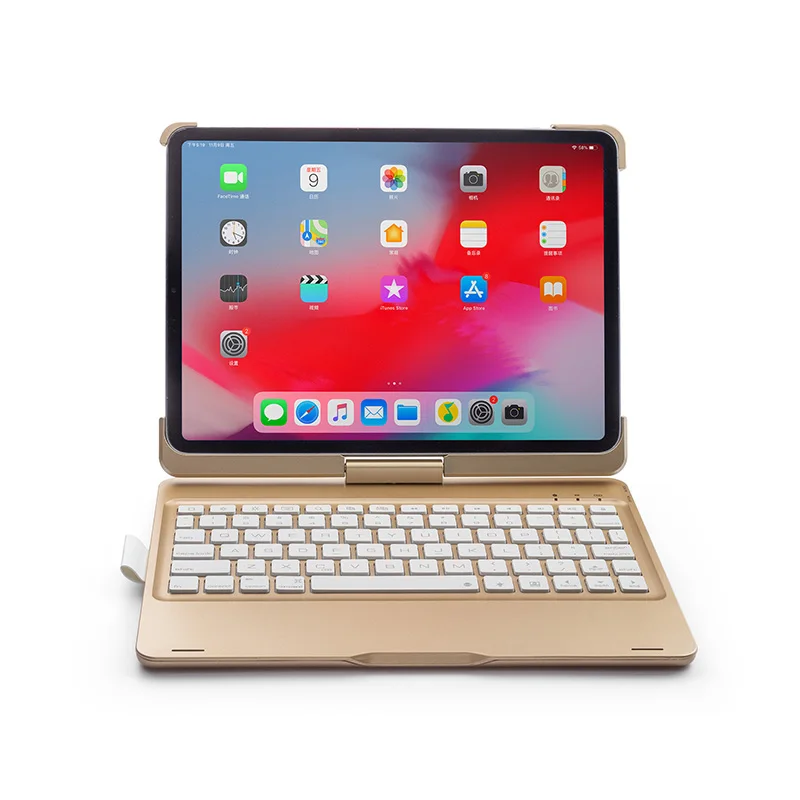 Вращающаяся красочная подсветка клавиатуры для iPad Pro 10,5 ''Беспроводная Bluetooth Клавиатура Алюминиевый сплав чехол для iPad Pro 10,5'' - Цвет: Золотой