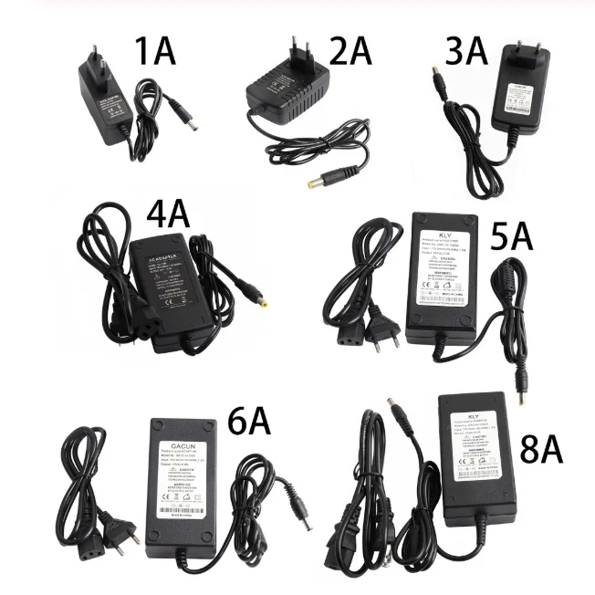 AC DC адаптер 110 220 в 240 В до 12 В 1A 2A 3A 4A 5A 6A 8A адаптер питания 5,5*2,5 мм Jack 12 вольт блок питания для камеры безопасности