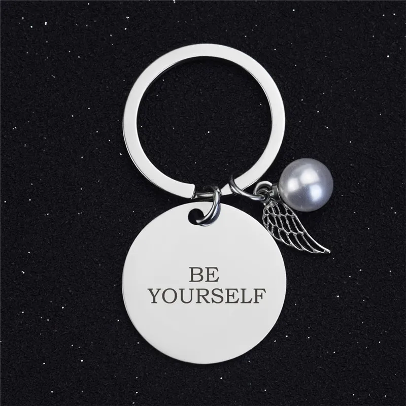 Never Give Up Keychain Stainless Steel Inspirational Positive Quote Message Key Chain Keyring For Men Women Friend Sister