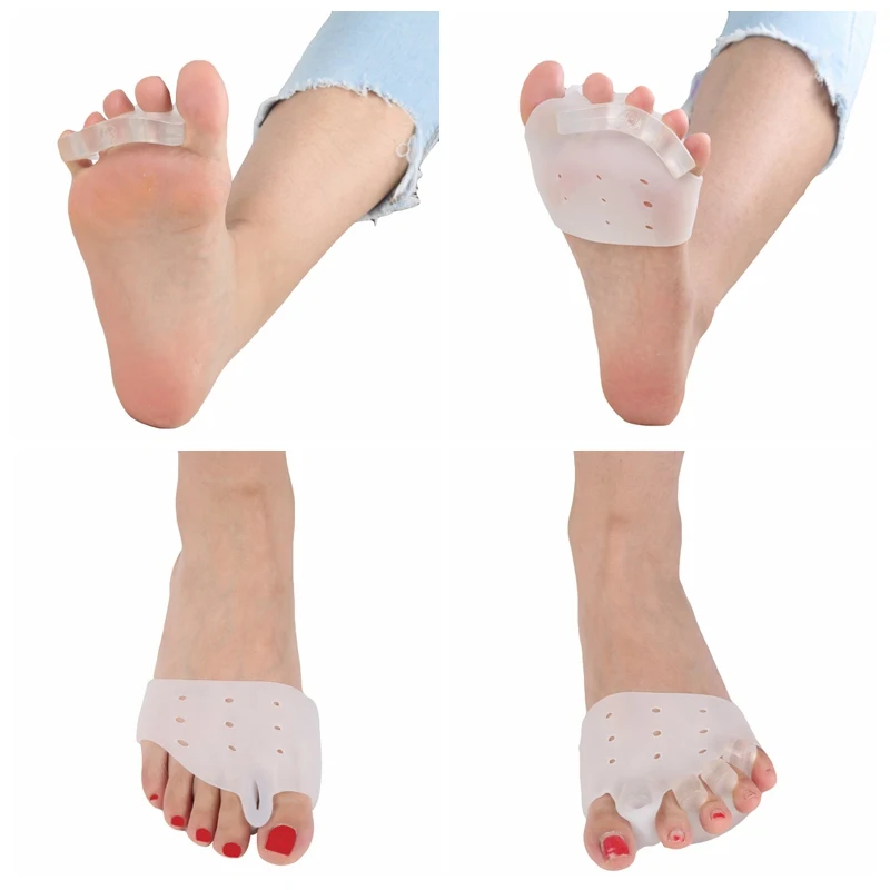 Silicone Comfortable Toe Separators Bunion Toe Corrector 5-holes Hallux Valgus Straightener Orthodontic Foot Toe Braces