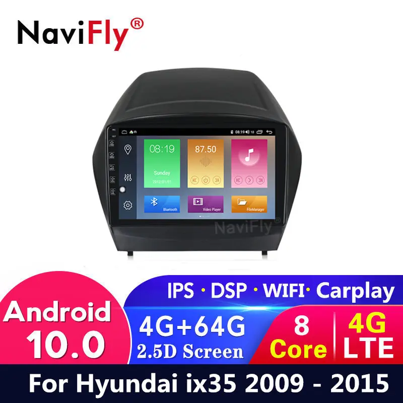 Автомобильный gps-навигатор на Android 10 4 Гб + 64 ГБ для 2009 2010 2011 2012 2013 2014 2015 Hyundai ix35