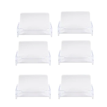 

6pcs/set Business Card Holder Clear Acrylic Desktop Office Business Card Display Stand Desk Shelf Storage Box Home Storage
