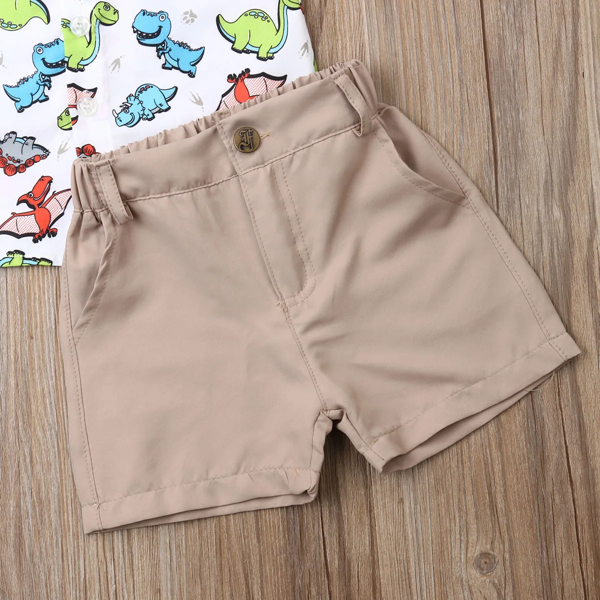 Pudcoco/брендовая одежда для мальчиков официальный детский комплект одежды с динозавром, 2 предмета, топы с короткими рукавами+ короткие штаны, летняя одежда для маленьких девочек