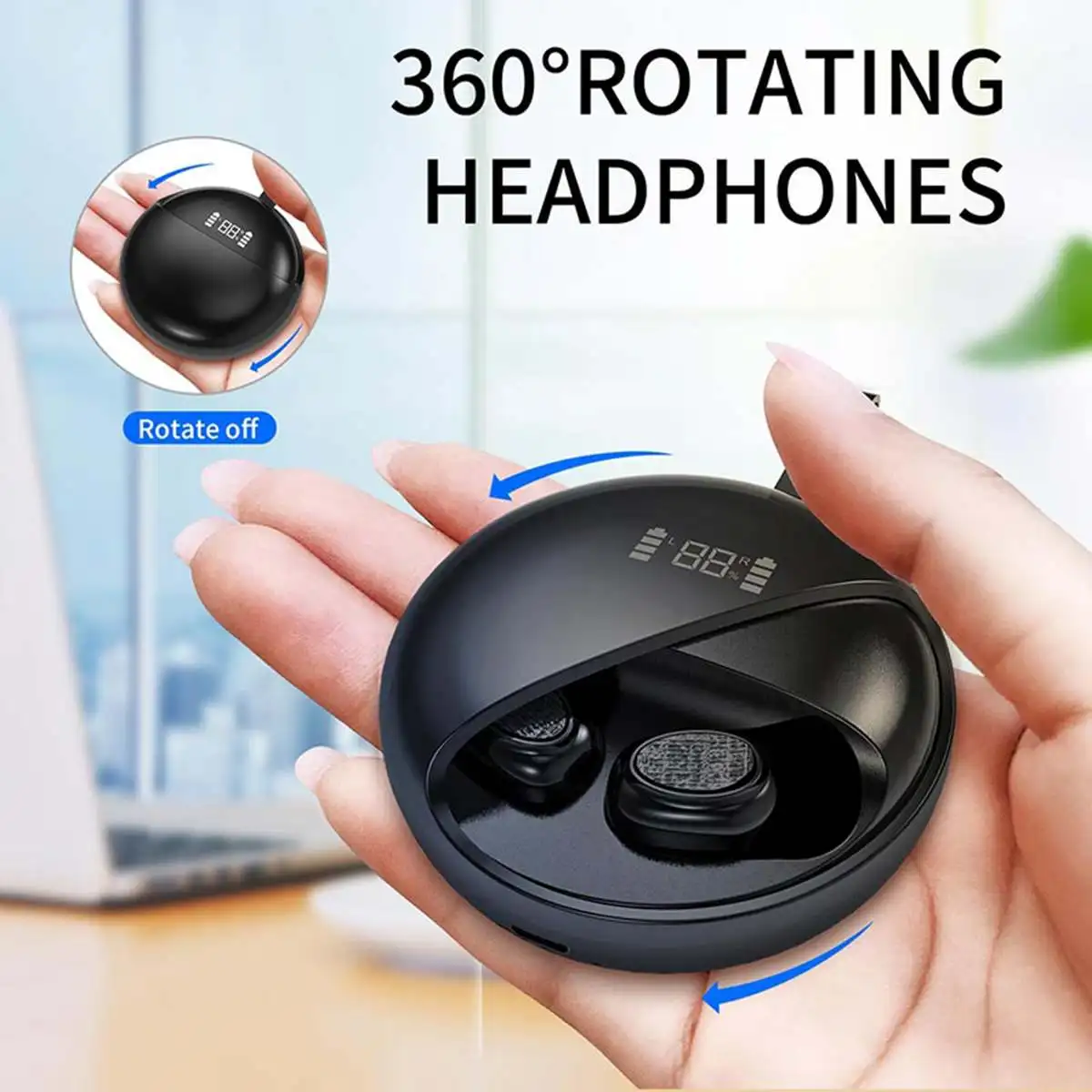 TWS Wireless bluetooth Earphone Waterproof Sport Gaming Headset Noise Earbuds with Mic Charge Box for iPhone Xiaomi