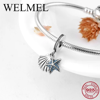

Hot 925 Sterling Silver Starfish and seashells Pendants Beads fit European Bracelets Bangles DIY Jewelry Making 2019