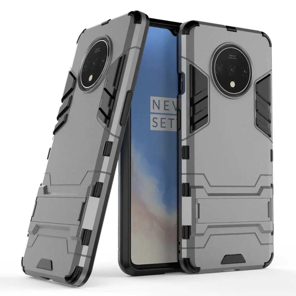Чехол для Oneplus 7t Pro чехол противоударный армированный резиновый силиконовый Жесткий чехол для телефона чехол для Oneplus 7t Pro оболочка на One Plus 7t - Цвет: Серый