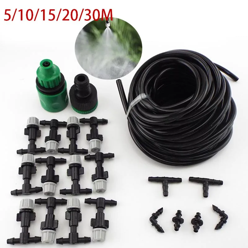 

5/30/50m garden watering Sprayer kit 4/7mm tube hose Gardening Fog Nozzles irrigation system Misting cooling Automatic Water set