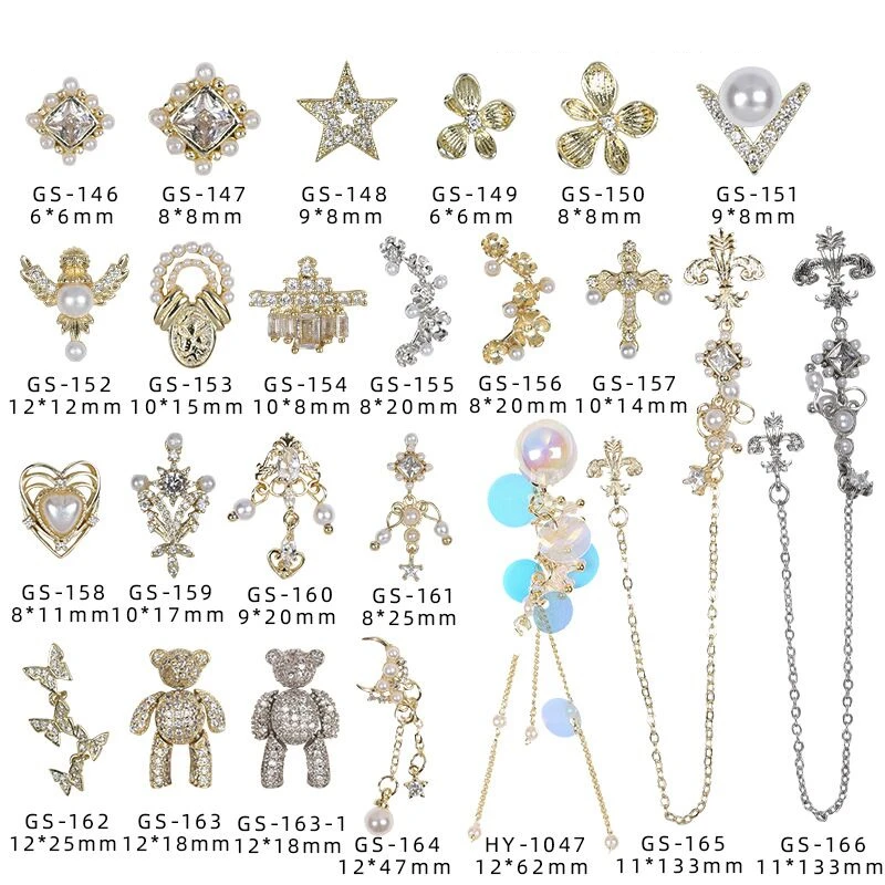 

10 pcs/pack Charm Zircon Shiny Alloy 3D Nail Art Decorations Luxury Crystal Pendant Jewelry Cute Bear Manicure Design Accessory