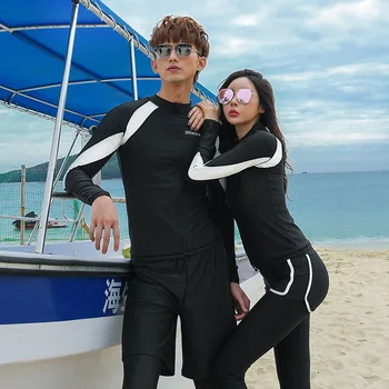 

Couple Rash Guards Swimsuit Bathing Suits Women Swiming Suit Women's Bodysuit Bath Clothes Clothing Sets For 2019 New Split Men