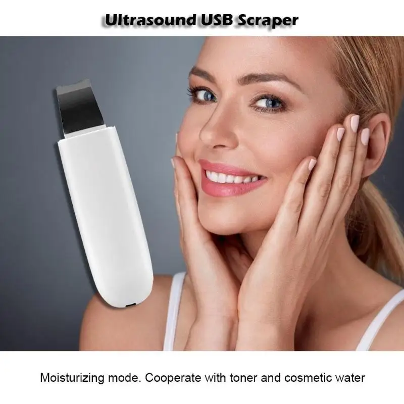

USB Rechargeable Ultrasonic Facial Skin Scrubber Blackhead Cleaning Device Reduce Wrinkles and spots Facial Whitening Lifting