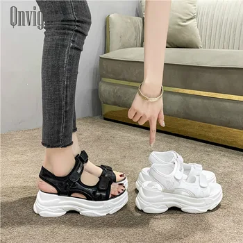 

Qnvigo Platform Sandals Summer Women 2020 New Comfortable 35-44 Size Women's Sandals Black White Ins Platform Big Size Causal Sh