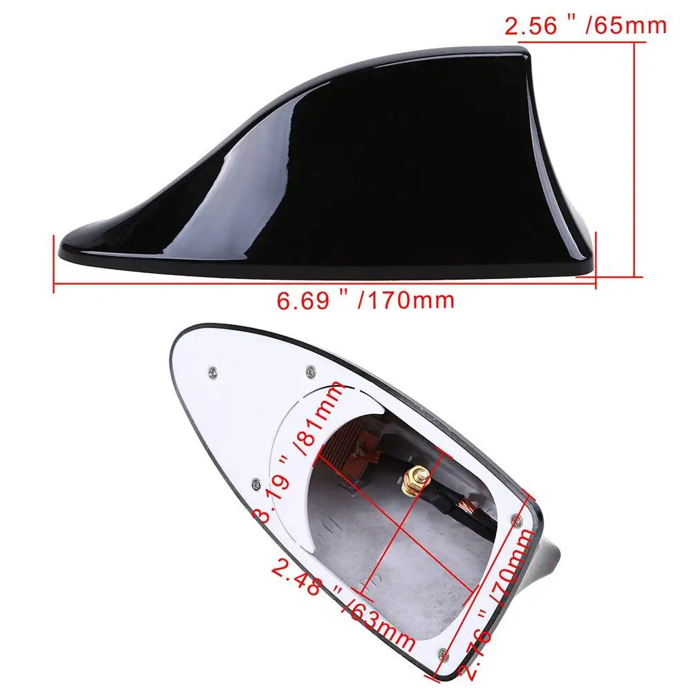 Glänzend Schwarz Antenne Shark Fin Auto Dach Radio Signal FM/AM