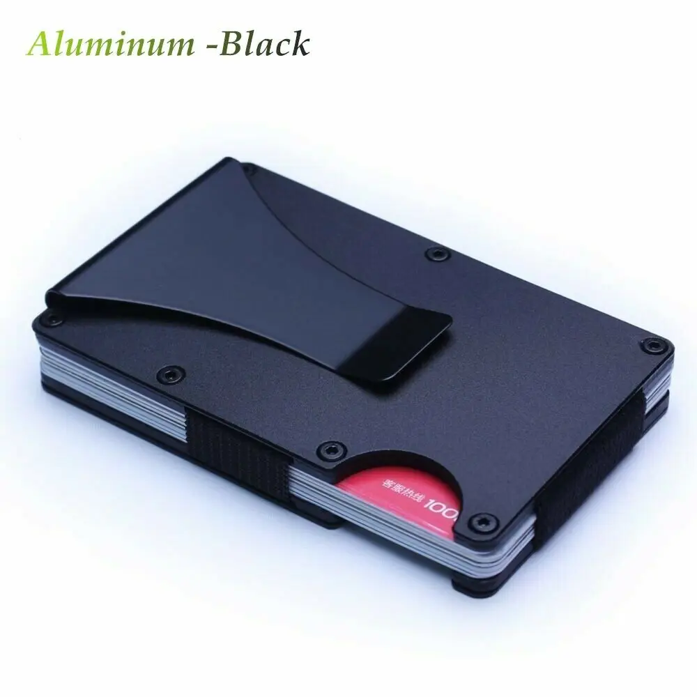 Aluminum Black Hirigin мужской тонкий кошелек из нержавеющей стали с эластичным ремешком для денег, кредитный держатель для карт, кошелек, кошелек - Цвет: Aluminum Black